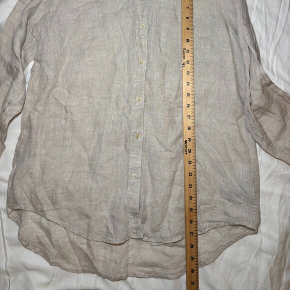 GAP Boyfriend Fit Shirt Women's Beige, Size M, Long Sleeve, Linen, Boho, - Picture 4 of 8